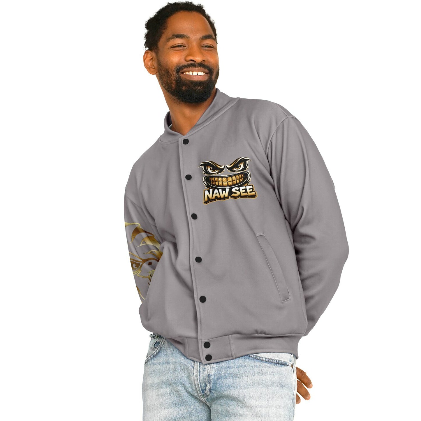 EB NAW SEE (GREY) Baseball Jacket