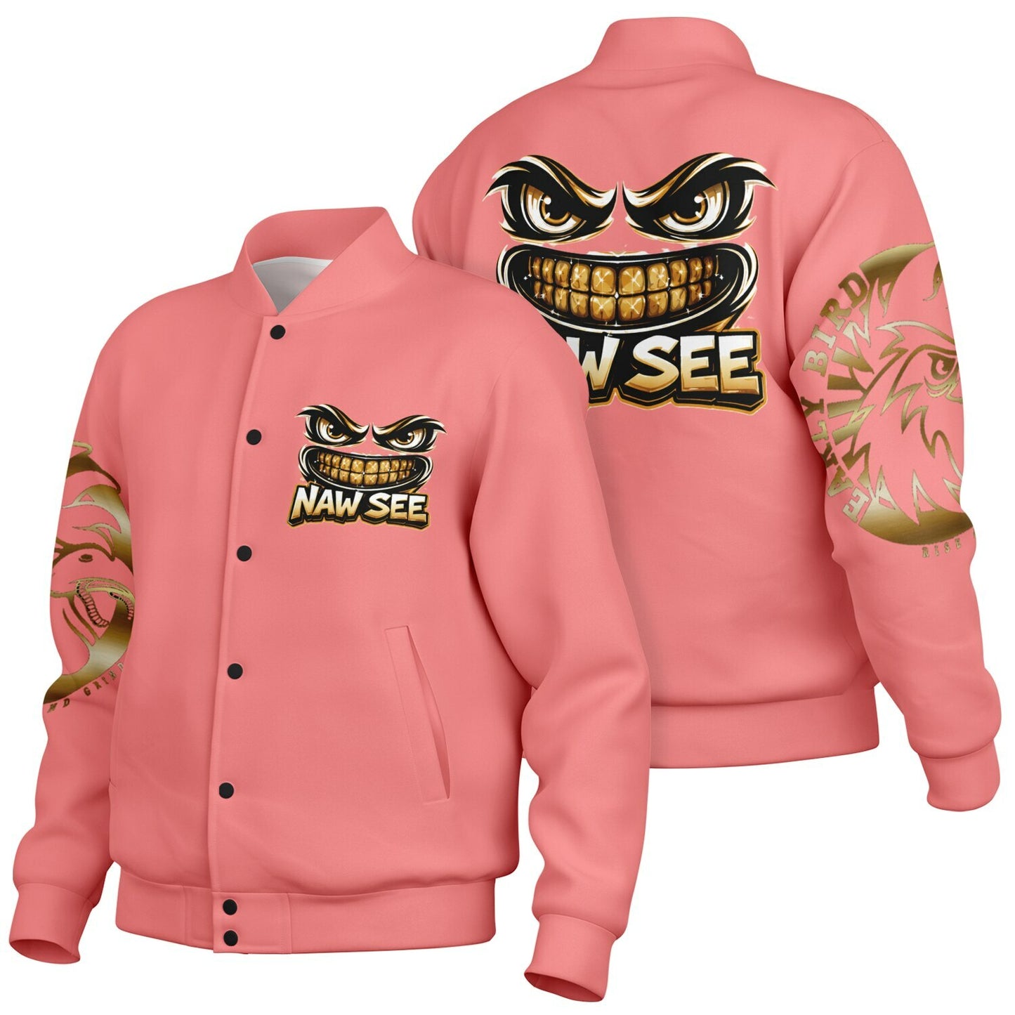 EB NAW SEE (PEACH) Baseball Jacket