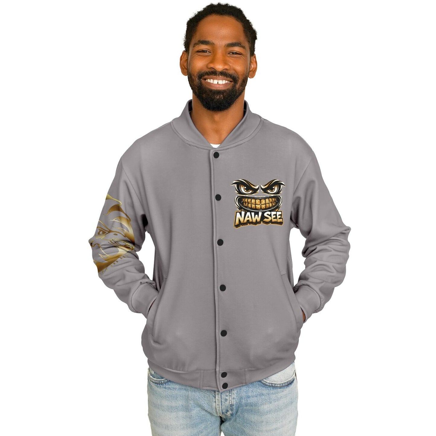 EB NAW SEE (GREY) Baseball Jacket