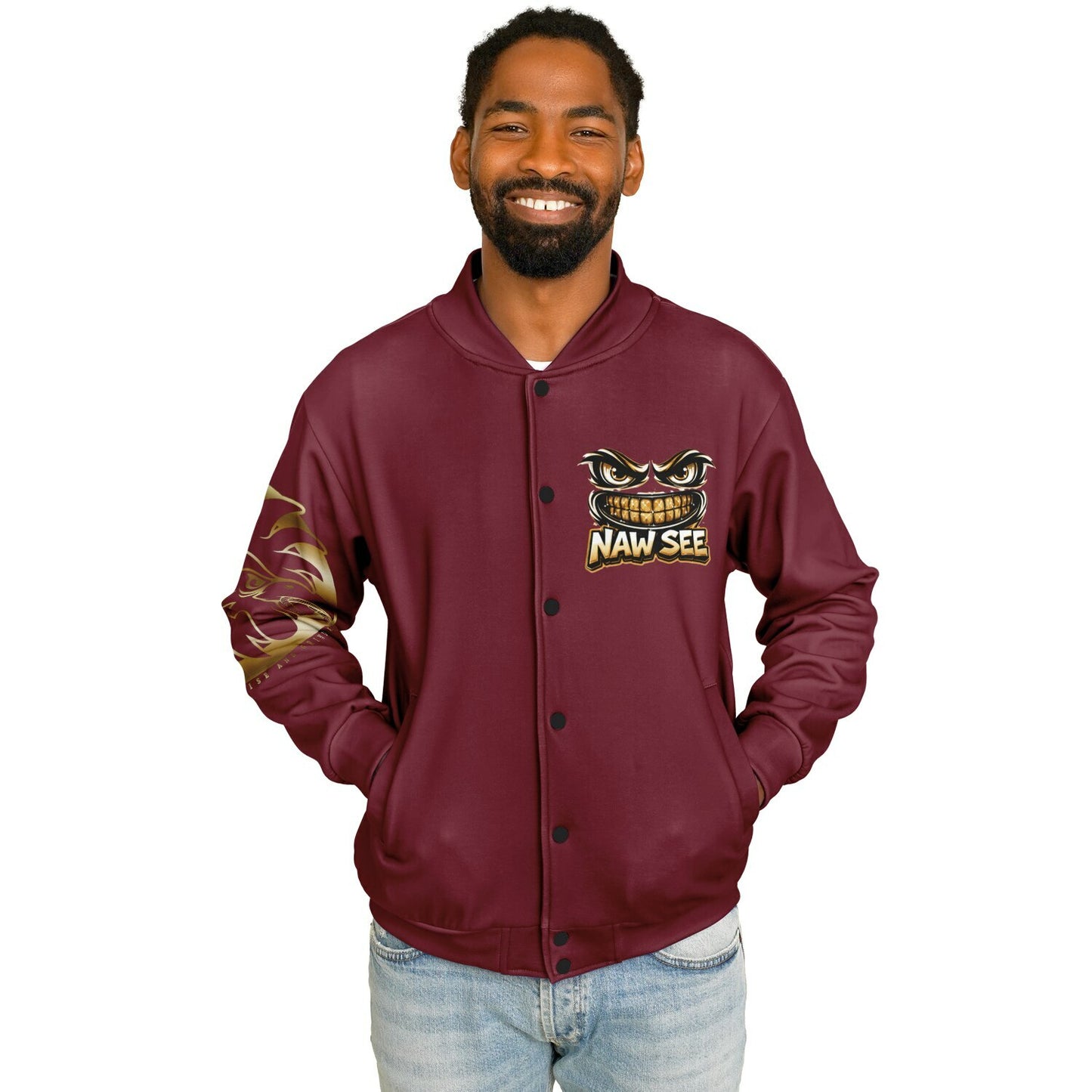 EB NAW SEE (BLACK CHERRY) Baseball Jacket