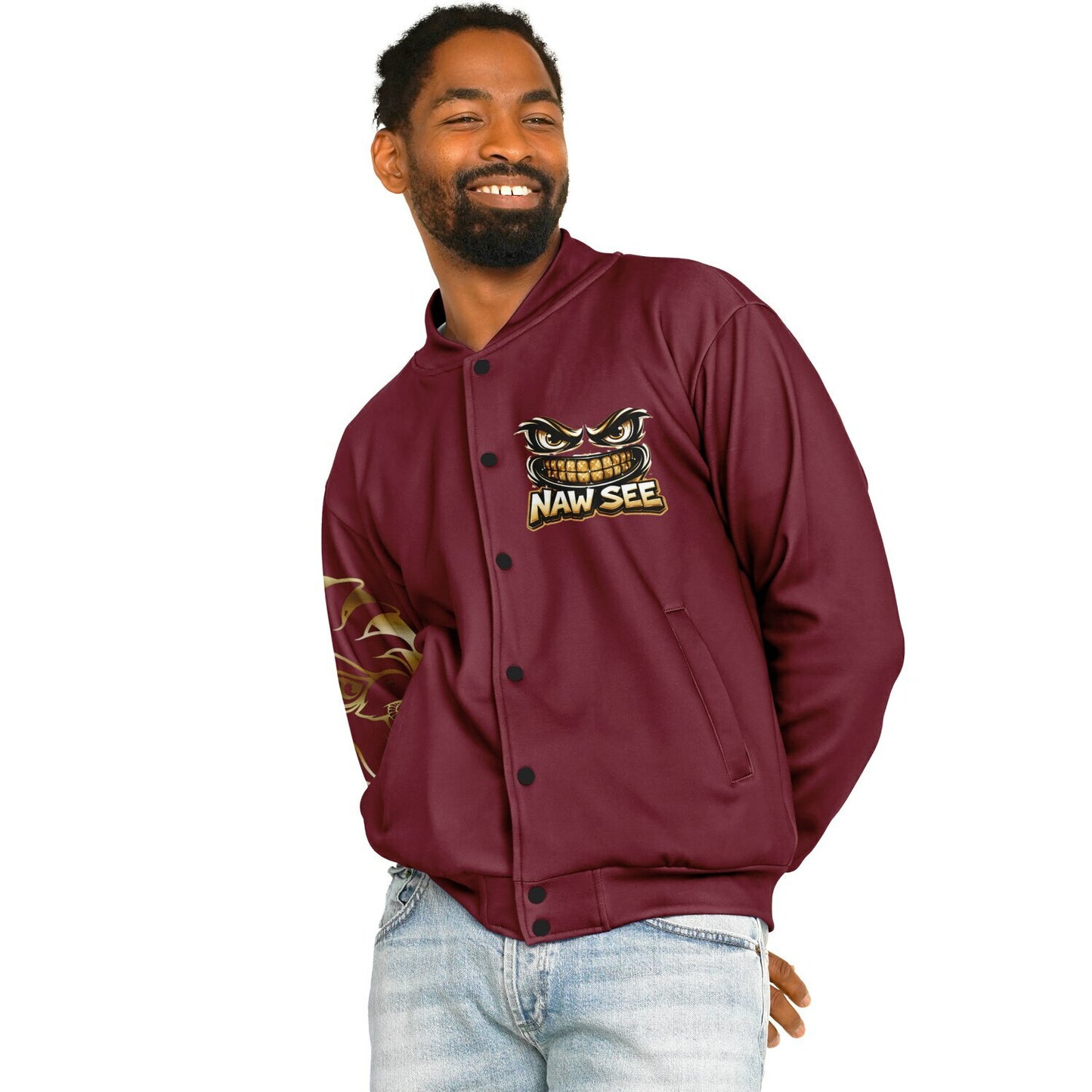 EB NAW SEE (BLACK CHERRY) Baseball Jacket