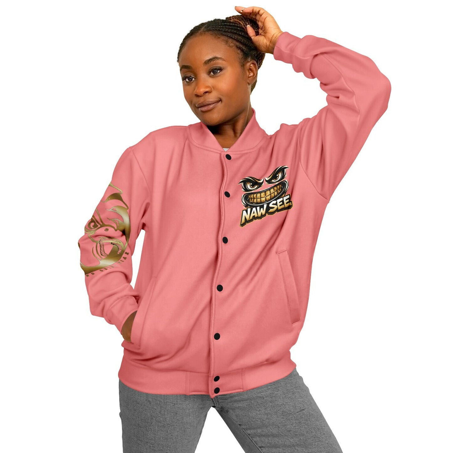EB NAW SEE (PEACH) Baseball Jacket