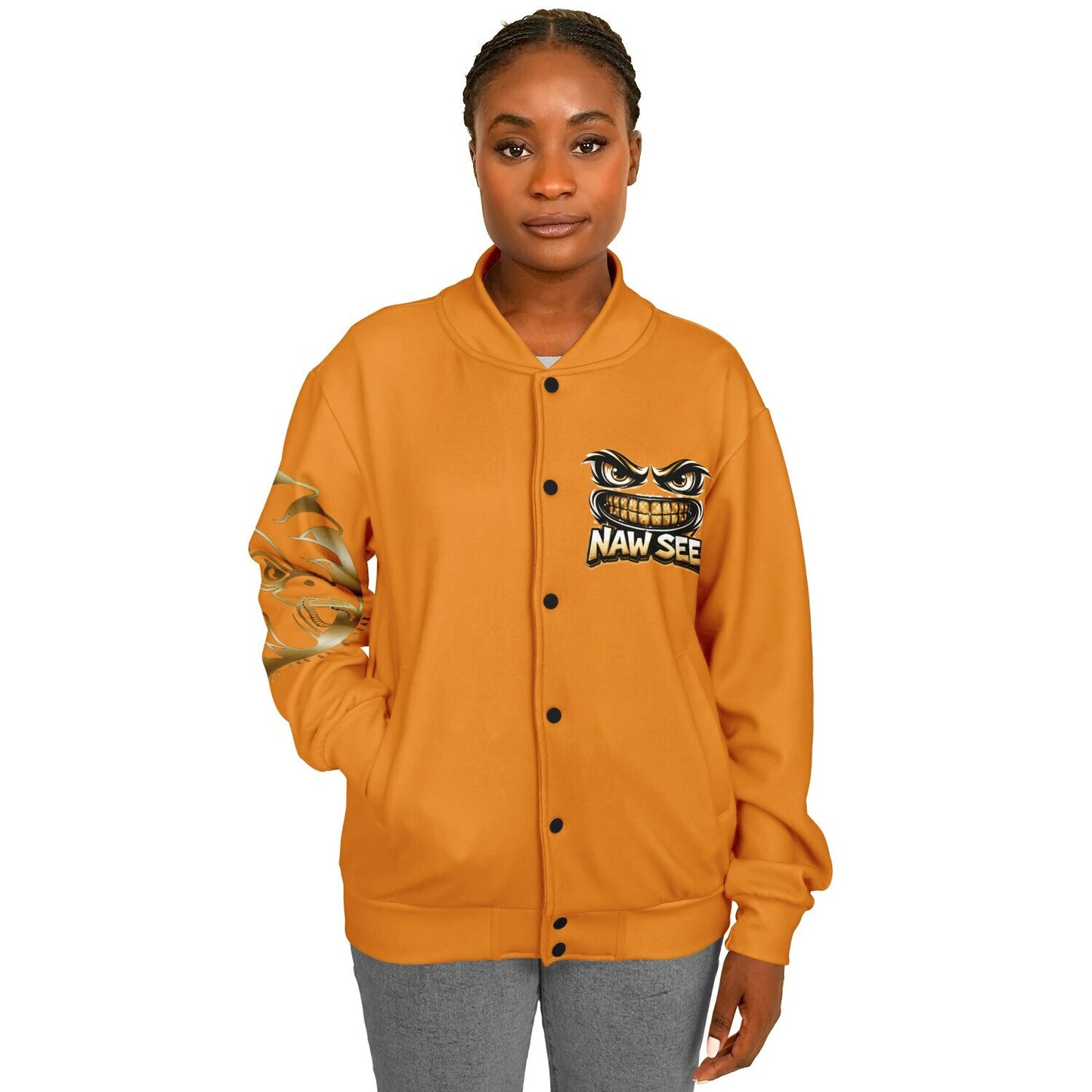 EB NAW SEE (TANGERINE) Baseball Jacket