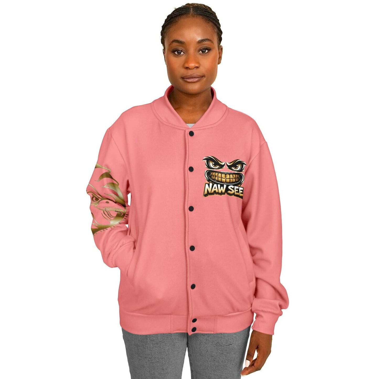 EB NAW SEE (PEACH) Baseball Jacket