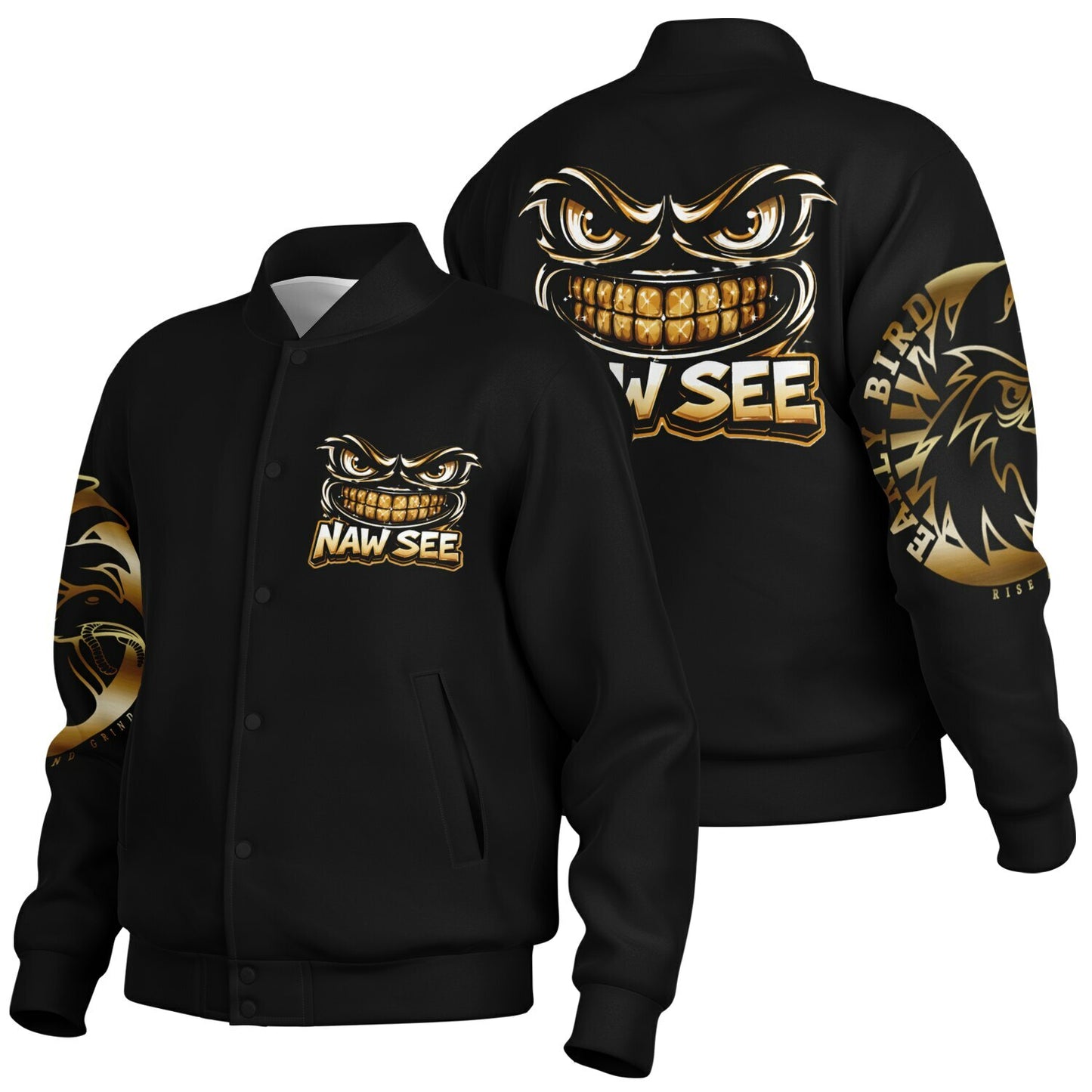 EB NAW SEE (BLACK GOLD) Baseball Jacket