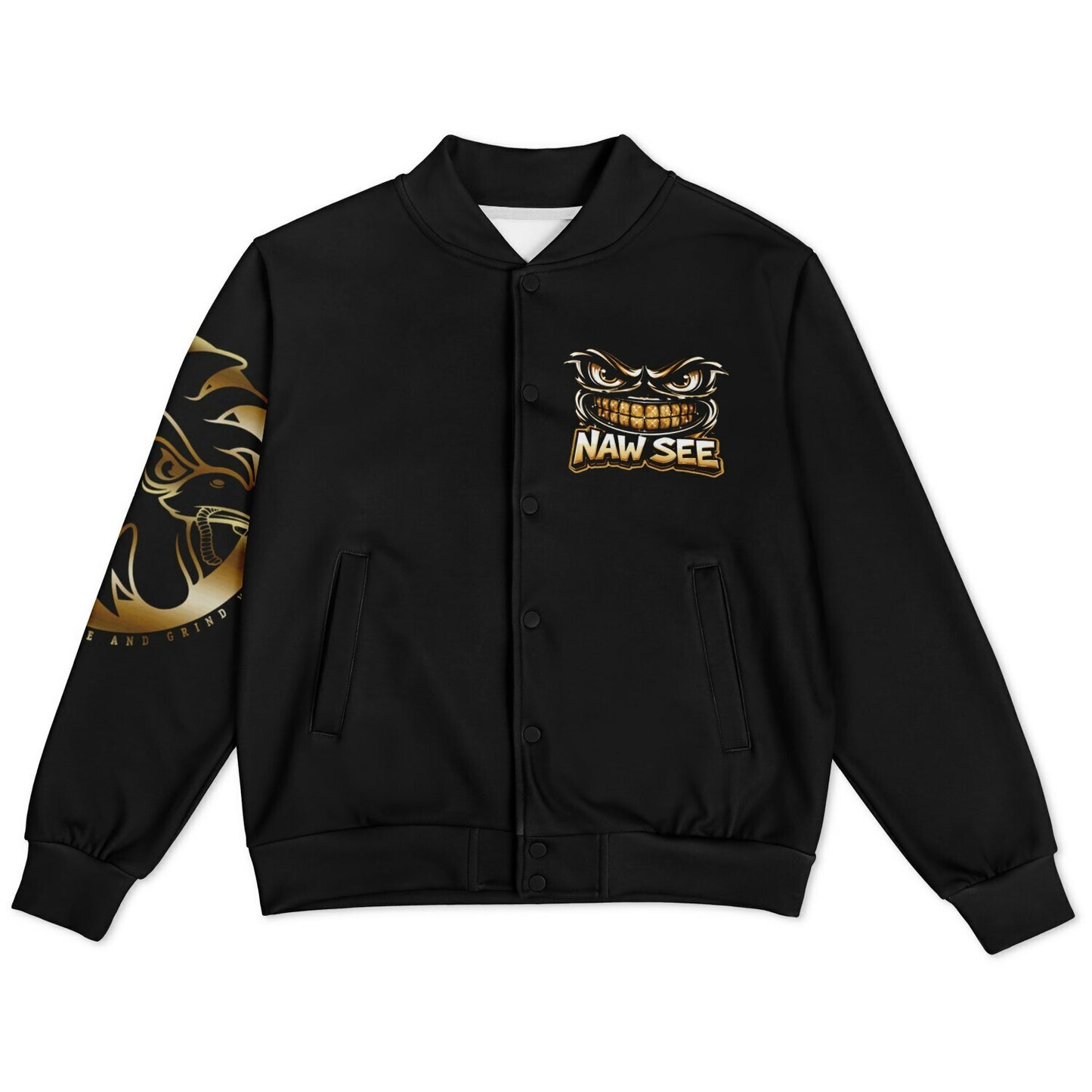 EB NAW SEE (BLACK GOLD) Baseball Jacket